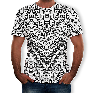 Men's T-shirt - Tribal Print Round Neck White 7230032 2021 – $13.19