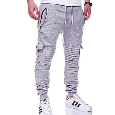 baratos Calças Esportivas-Homens Básico Calças Esportivas Calças - Sólido Cinzento Escuro Verde Tropa Cinza Claro XL XXL XXXL