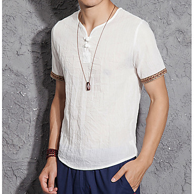 Men's Plus Size T-shirt - Solid Colored V Neck Black 7285158 2021 – $16.49