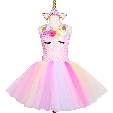baratos Roupa de Festa para Meninas-Meninas cor de rosa handmade tutu vestido de tule princesa crianças novo ano traje vestidos de presente