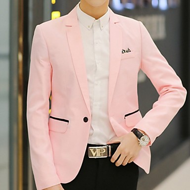 Men's Blazer Shawl Lapel Polyester Blushing Pink / Slim 7235009 2021 ...