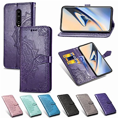 baratos Oneplus 7-Capinha Para OnePlus OnePlus 6 / One Plus 6T / One Plus 7 Carteira / Porta-Cartão / Antichoque Capa Proteção Completa Sólido / Flor Rígida PU Leather