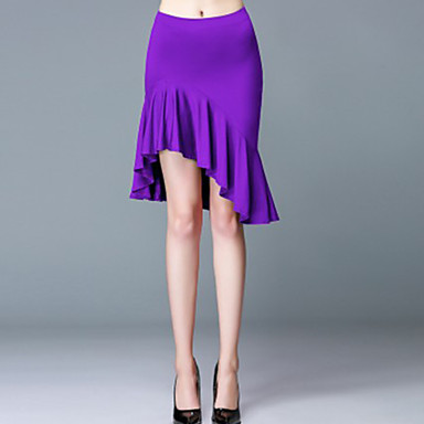 baratos Roupa e Sapatos de Dança-Dança Latina Fundos Mulheres Treino / Espetáculo Elastano Pregueado / Franzido / Pregas Caído Saias