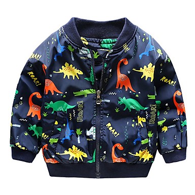 baratos Jaquetas &amp; Casacos para Meninos-Infantil Para Meninos Activo Dinossauro Estampado Algodão Jaqueta &amp; Casaco Branco