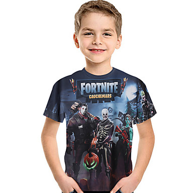 baratos Camisas para Meninos-Infantil Bébé Para Meninos Activo Básico Estampado Estampado Manga Curta Camiseta Azul