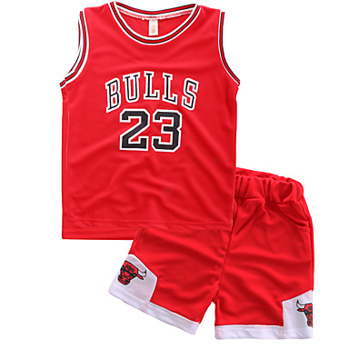 baratos Conjuntos para Meninos-Infantil Para Meninos Básico Moda de Rua Estampado Sem Manga Padrão Padrão Conjunto Vermelho