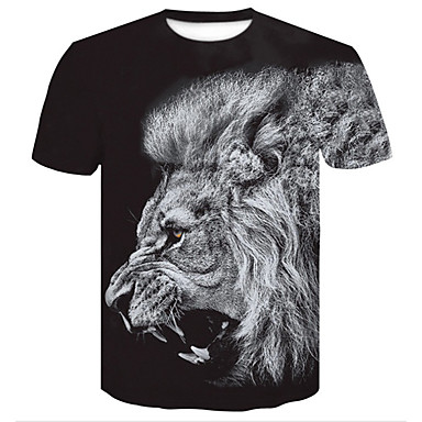 Men's T shirt 3D Plus Size Print Tops Black 7346374 2021 – $17.59