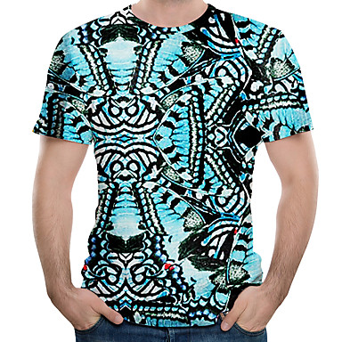 Men's T shirt Graphic 3D Plus Size Print Tops Cotton Light Blue 7316537 ...