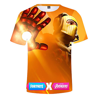 baratos Camisas para Meninos-Infantil Bébé Para Meninos Básico Estampado Estampado Manga Curta Camiseta Arco-íris