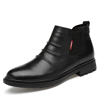 baratos Botas Masculinas-Homens Sapatos de couro Pele Napa Primavera Verão / Outono &amp; inverno Clássico / Casual Botas Caminhada Não escorregar Botas Curtas / Ankle Preto / Escritório e Carreira / Fashion Boots / Coturnos