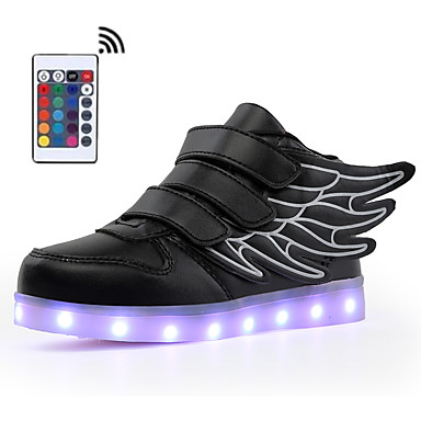 baratos LED Sapatos-Para Meninos / Para Meninas Tênis com LED Couro Sintético Tênis Sapatos LED Caminhada LED Branco / Preto / Vinho Verão / Outono / Estampa Colorida