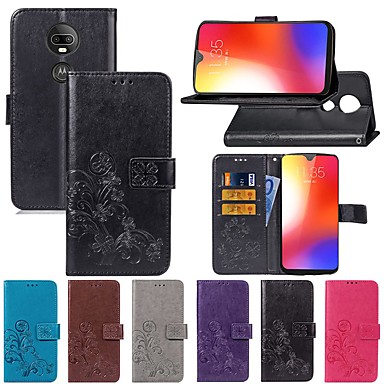 baratos Capinhas para Motorola-Capinha Para Motorola MOTO One Power / MOTO P30 Tocar / MOTO P40 Carteira / Com Suporte / Flip Capa Proteção Completa Sólido / Borboleta / Flor Rígida PU Leather