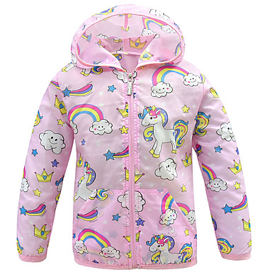 baratos Jaquetas &amp; Casacos para Meninas-Infantil Para Meninas Activo Estampado Estampado Padrão Casaco Trench Branco