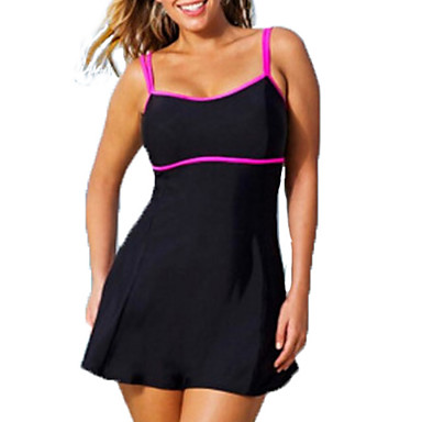 baratos Biquínis e Roupas de Banho Femininas-Mulheres Preto Tanquini Roupa de Banho - Sólido Estampa Colorida XXXL XXXXL XXXXXL Preto