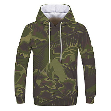 Men's Hoodie Color Block / 3D / Camo / Camouflage Hooded Casual ...