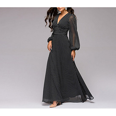 polka dot maxi dress long sleeve