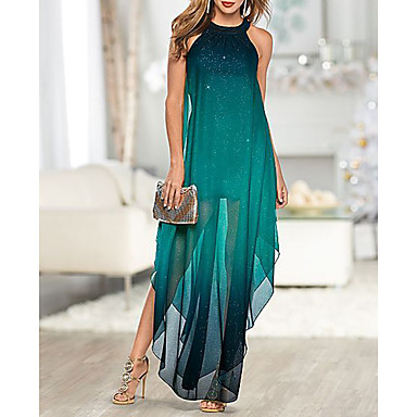 baratos Vestidos Longos-Mulheres Elegante Reto Vestido Estampa Colorida Longo