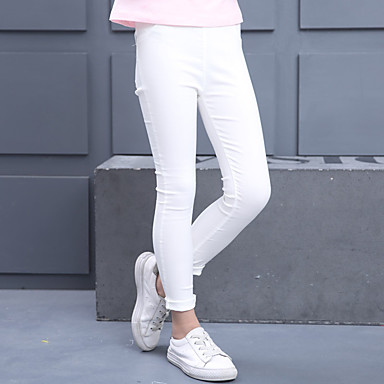 baratos Calças &amp; Leggings para Meninas-Infantil Para Meninas Activo Básico Sólido Algodão Calças Rosa