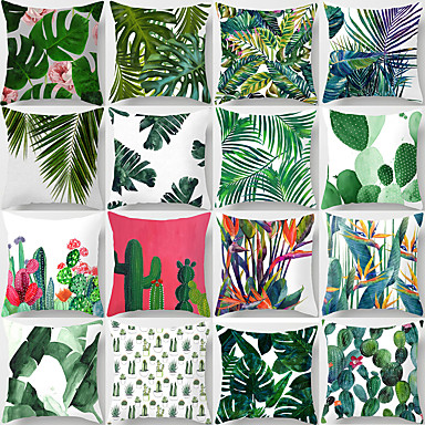 baratos Almofadas-conjunto de 1 capa de almofada de poliéster calças tropicais deixa almofada caso jogar travesseiro