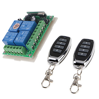 baratos Casa Inteligente-dc12v 4ch interruptor de controle remoto sem fio / relé inteligente receptor 10a relé / momentânea / toggle / trancado modo de trabalho pode mudar / 433 mhz fácil de instalar / dc12v poder ligar /