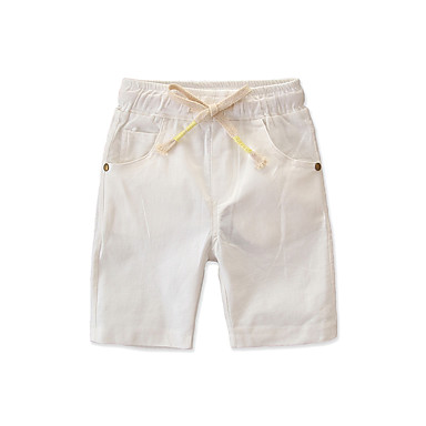 baratos Calças para Meninos-Infantil Bébé Para Meninos Activo Básico Sólido Cordões Algodão Shorts Branco