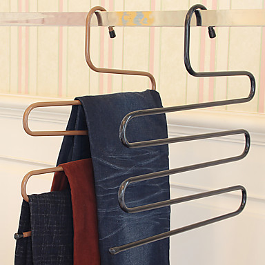 baratos Organizadores para Banheiros &amp; Lavanderias-calças mágicas rack de ferro s-tipo multi-camada calças guarda-roupa guarda-roupa