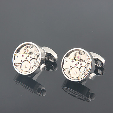 baratos Abotoaduras-Botões de Punho Vintage Casual Liga Broche Jóias Prata Para Festa Presente