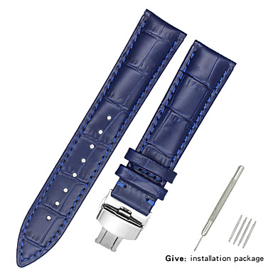 baratos Acessórios para Relógios-couro legítimo / Pele / Pêlo de Bezerro Pulseiras de Relógio Preta / Branco / Azul Outra / 17cm / 6,69 polegadas / 19cm / 7.48 Polegadas 1.2cm / 0.47 Polegadas / 1.3cm / 0.5 Polegadas / 1.4cm / 0.55