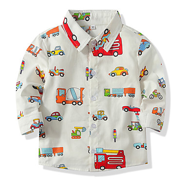 baratos Blusas para Meninos Bebês-bebê Para Meninos Básico Estampado Manga Longa Camisa Branco