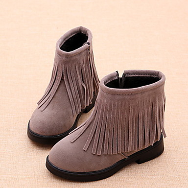 baratos Girls' Shoes-Para Meninas Botas de Neve Camurça Botas Little Kids (4-7 anos) Mocassim Preto / Cinzento / Vermelho Inverno / Botas Curtas / Ankle
