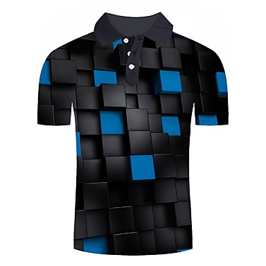 baratos Pólos Masculinas-Homens Polo Básico / Moda de Rua Estampado, 3D / Gráfico Branco