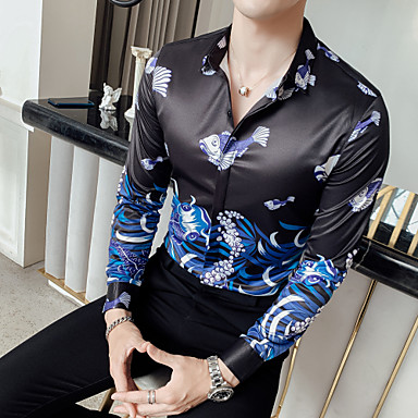 Men's Shirt 3D Long Sleeve Tops Basic White Black 7588021 2020 – $29.69