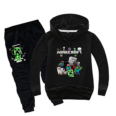 baratos Conjuntos para Meninos-Infantil Bébé Para Meninos Básico Estampado Estampado Manga Longa Padrão Padrão Conjunto Preto