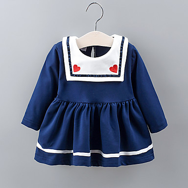 baratos Roupas de Bebê-bebê Para Meninas Básico Sólido Manga Longa Altura dos Joelhos Vestido Vermelho