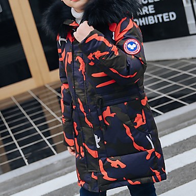 baratos Roupas Infantis de Inverno-Infantil Para Meninos Básico Estampado Capa &amp; Casaco Duvet Preto