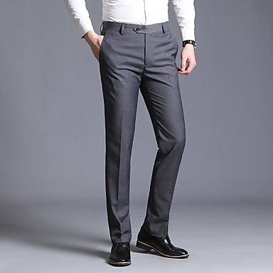 baratos Suits-Homens Básico Delgado Social Calças - Sólido Preto Cinzento Vinho US40 / UK40 / EU48 US42 / UK42 / EU50 US44 / UK44 / EU52