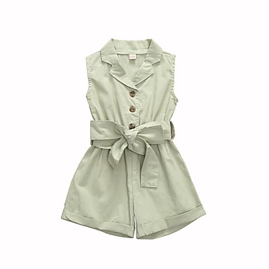 baratos Calças &amp; Leggings para Meninas-Infantil Para Meninas Sólido Jardineira &amp; Macacão Verde Claro