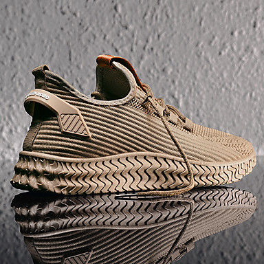baratos Tênis Masculino-Homens Sapatos Confortáveis Tissage Volant Primavera / Outono &amp; inverno Casual Tênis Caminhada Não escorregar Listrado Preto / Castanho Claro / Cinzento