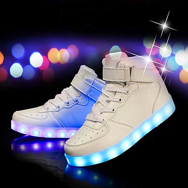 baratos Boy's Shoes-Para Meninos Tênis com LED Couro Ecológico Tênis Little Kids (4-7 anos) / Big Kids (7 anos +) Branco / Preto / Vermelho Outono / Inverno