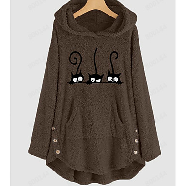 baratos Moletons com Capuz e Sem Capuz Femininos-Mulheres Básico / Estilo bonito Moletom / Jacket Hoodie Desenho Animado / Personagem