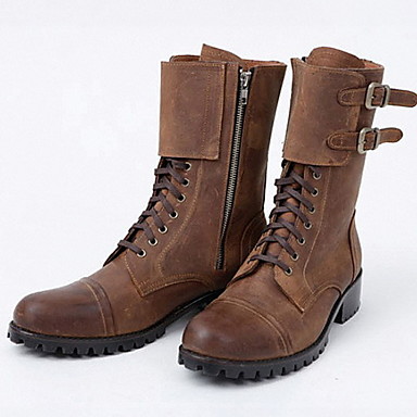 baratos Botas Masculinas-Homens Sapatos Confortáveis Couro Ecológico Outono &amp; inverno Botas Manter Quente Botas Cano Médio Marron
