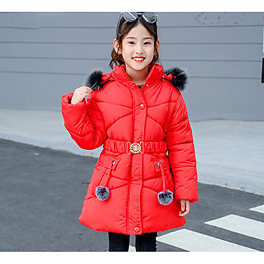 baratos Jaquetas &amp; Casacos para Meninas-Infantil Para Meninas Básico Sólido Capa &amp; Casaco Duvet Preto