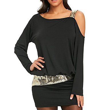 baratos Até 90% OFF-Mulheres Básico Bainha Vestido Sólido Mini