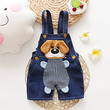 baratos Calças para Meninos Bebês-bebê Para Meninos Moda de Rua Estampado Jardineira &amp; Macacão Azul