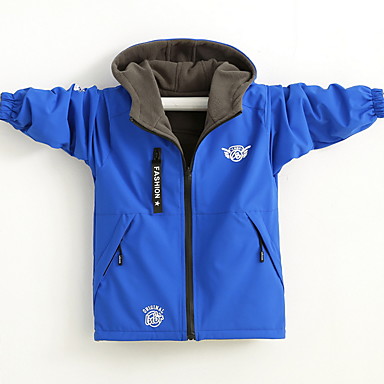 baratos Jaquetas &amp; Casacos para Meninos-Infantil Para Meninos Moda de Rua Sólido Jaqueta &amp; Casaco Preto