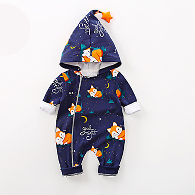 baratos Macacões &amp; Meninos Bodies de Bebê-bebê Para Meninos Moda de Rua Estampado Manga Longa Peça Única Azul Claro