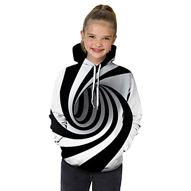 baratos Roupas de Meninas-Infantil Bébé Para Meninas Activo Básico Preto &amp; Branco Feras Fantásticas Listrado Geométrica Estampa Colorida Estampado Manga Longa Moleton &amp; Blusa de Frio Branco