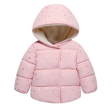 baratos Casacos para Bebês-bebê Para Meninas Activo Geométrica Estampado Padrão Capa &amp; Casaco Duvet Rosa