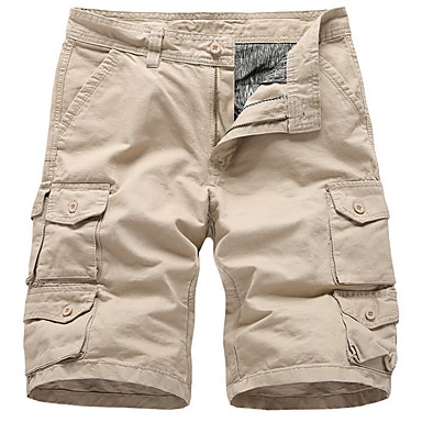 baratos Shorts-Homens Básico Shorts Calças - Sólido Preto Verde Tropa Azul US32 / UK32 / EU40 US34 / UK34 / EU42 US36 / UK36 / EU44