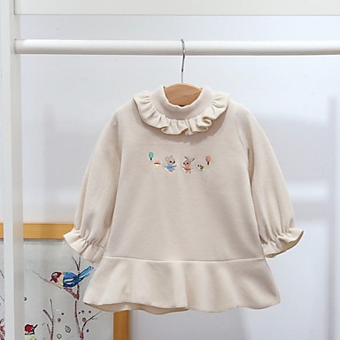 baratos Blusas para Bebês-bebê Para Meninas Básico Estampado Manga Longa Blusa Rosa